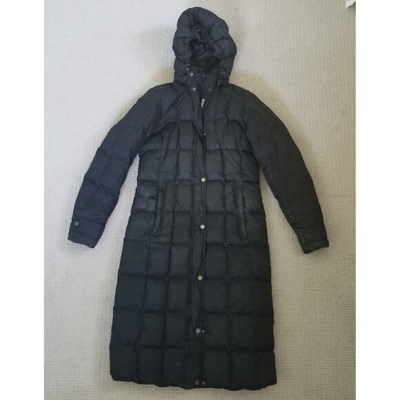 Land's End Womens Black Winter Hooded Down Knee Length Jacket Size XS 2-4 - Picture 1 of 13